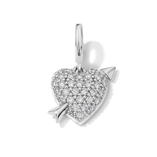 1/4 CT. T.W. Lab-Grown Diamond Heart and Arrow Necklace Charm in Sterling Silver (F/VS2)