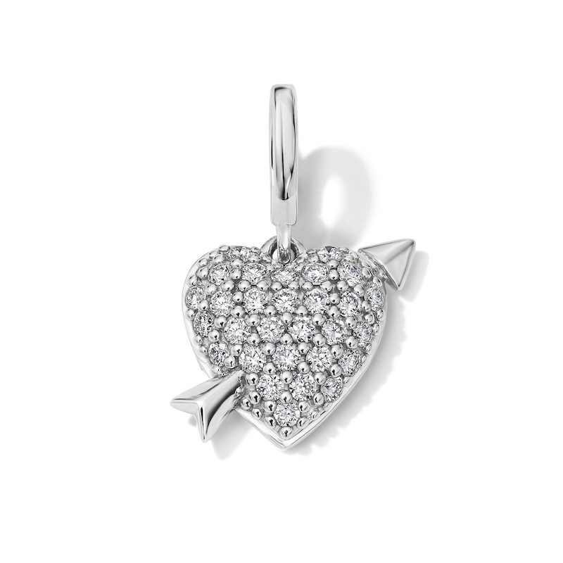 Main Image 1 of 1/4 CT. T.W. Lab-Grown Diamond Heart and Arrow Necklace Charm in Sterling Silver (F/VS2)