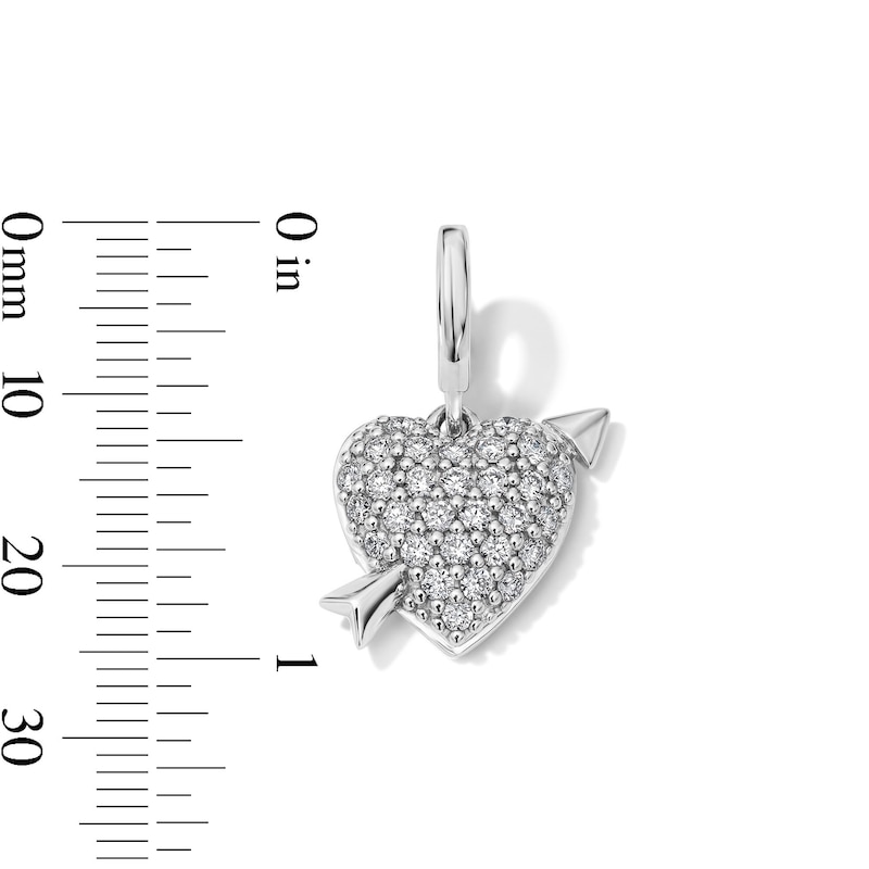 Main Image 3 of 1/4 CT. T.W. Lab-Grown Diamond Heart and Arrow Necklace Charm in Sterling Silver (F/VS2)
