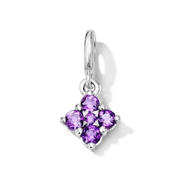 Amethyst Cluster Necklace Charm in Sterling Silver