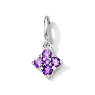 Amethyst Cluster Necklace Charm in Sterling Silver