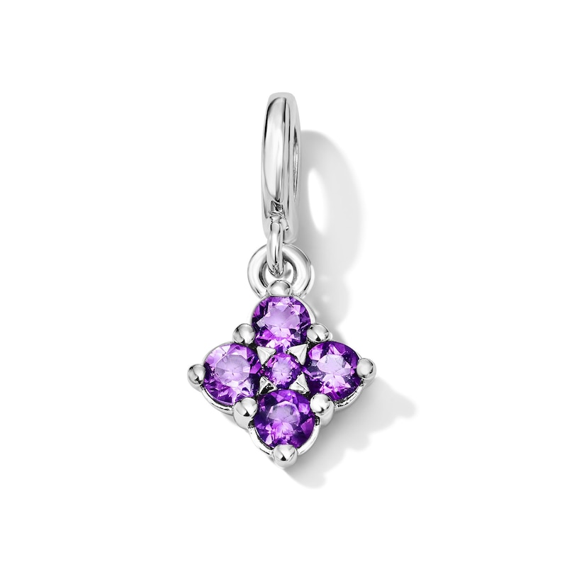 Main Image 1 of Amethyst Cluster Necklace Charm in Sterling Silver