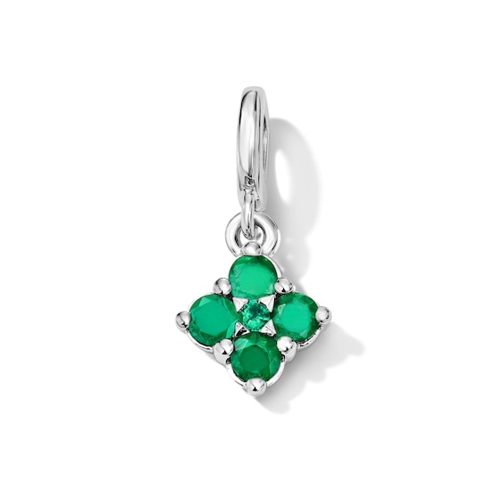 Emerald Cluster Necklace Charm in Sterling Silver