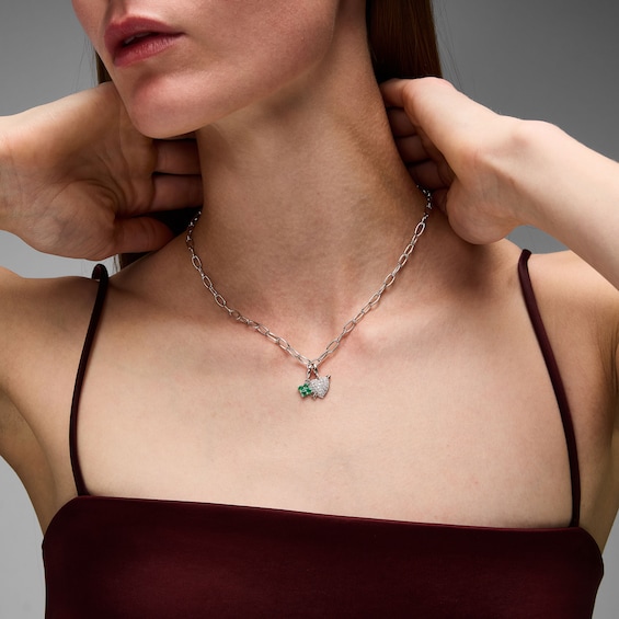 Emerald Cluster Necklace Charm in Sterling Silver