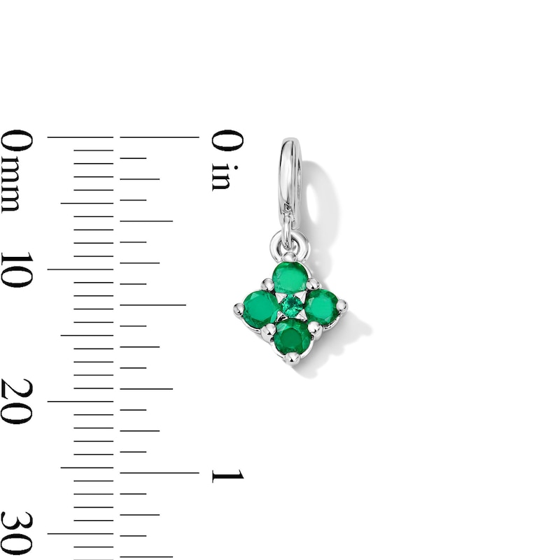 Main Image 3 of Emerald Cluster Necklace Charm in Sterling Silver
