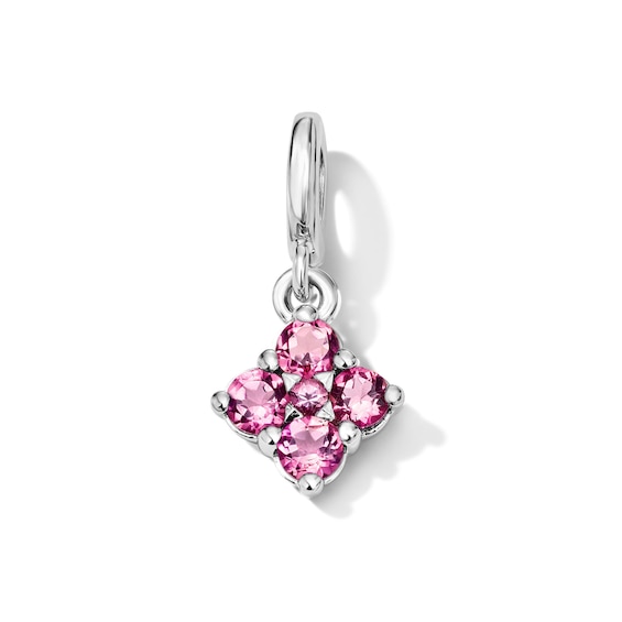Pink Tourmaline Cluster Necklace Charm in Sterling Silver