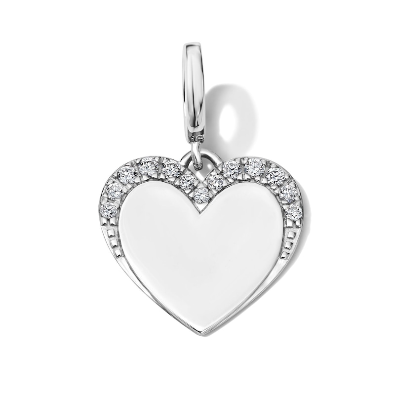 Main Image 1 of Lab-Grown Diamond Heart Necklace Charm in Sterling Silver (F/VS2)