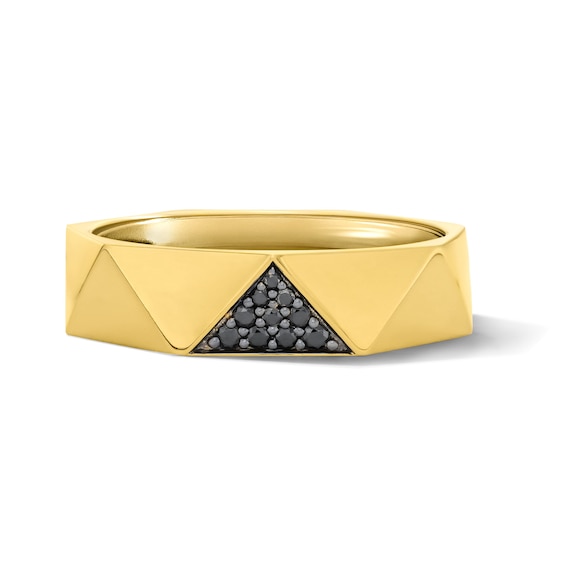 1/8 CT. T.w. Black Diamond Pavé Geometric Ring in Sterling Silver with 14K Gold Plate