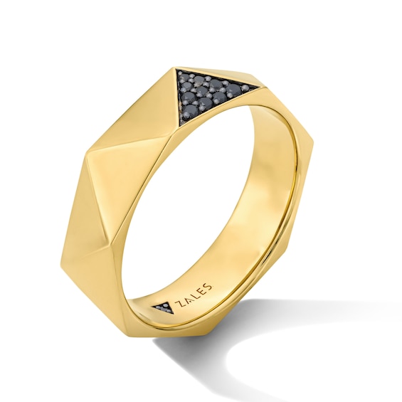 1/8 CT. T.w. Black Diamond Pavé Geometric Ring in Sterling Silver with 14K Gold Plate