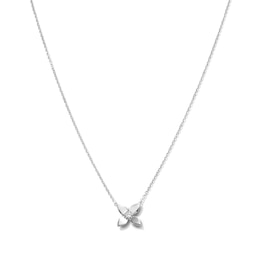 Diamond Accent Flower Necklace in Sterling Silver - 18"