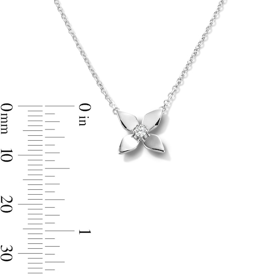 Diamond Accent Flower Necklace in Sterling Silver - 18"