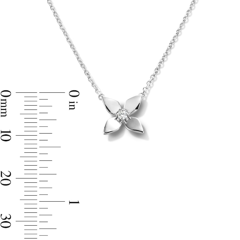 Main Image 3 of Diamond Accent Flower Necklace in Sterling Silver - 18"