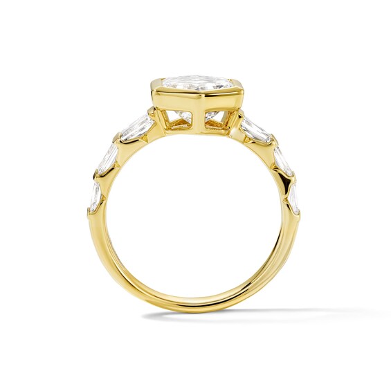 2 CT. T.w. Hexagon Step-Cut Certified Lab-Grown Diamond Engagement Ring in 14K Yellow Gold (F/Vs2)