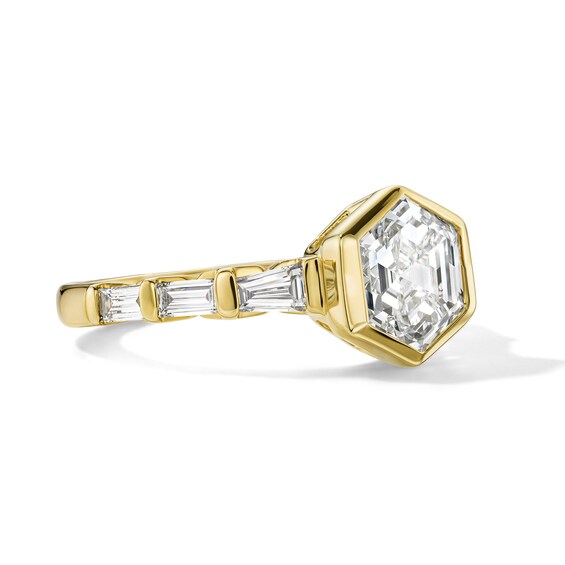2 CT. T.w. Hexagon Step-Cut Certified Lab-Grown Diamond Engagement Ring in 14K Yellow Gold (F/Vs2)