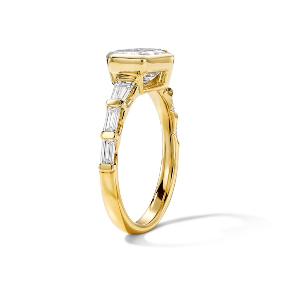 2 CT. T.w. Hexagon Step-Cut Certified Lab-Grown Diamond Engagement Ring in 14K Yellow Gold (F/Vs2)
