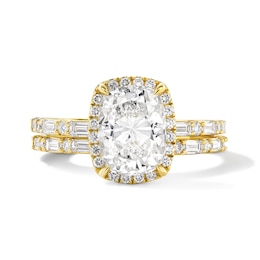 2-5/8 CT. T.W. Cushion-Cut Certified Lab-Grown Diamond Frame Bridal Set in 14K Yellow Gold (F/VS2)