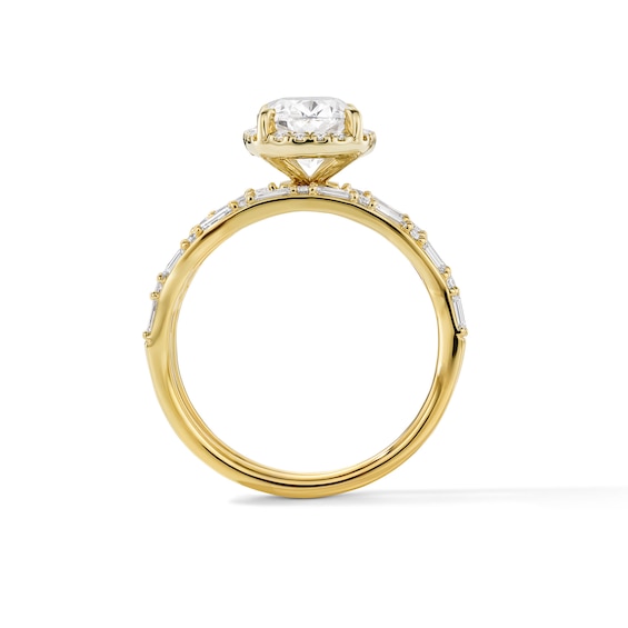 2-5/8 CT. T.w. Cushion-Cut Certified Lab-Grown Diamond Frame Bridal Set in 14K Yellow Gold (F/Vs2)