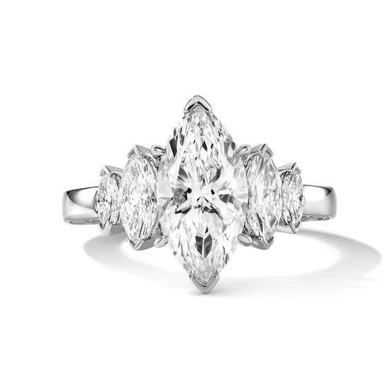 2 CT. T.w. Marquise-Cut Certified Lab-Grown Diamond Graduated Five-Stone Engagement Ring in 14K White Gold (F/Vs2)