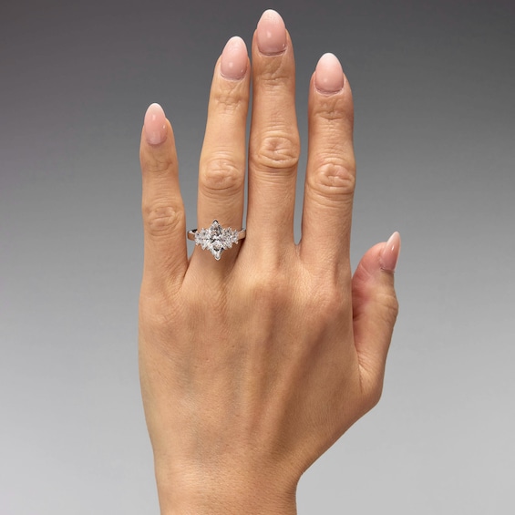 2 CT. T.w. Marquise-Cut Certified Lab-Grown Diamond Graduated Five-Stone Engagement Ring in 14K White Gold (F/Vs2)