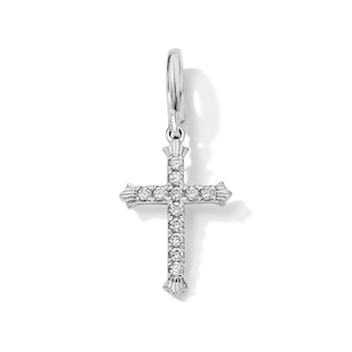 1/10 CT. T.W. Lab-Grown Diamond Flared Cross Necklace Charm in Sterling Silver (F/VS2)