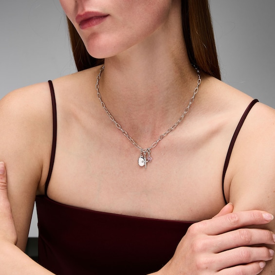 1/10 CT. T.w. Lab-Grown Diamond Flared Cross Necklace Charm in Sterling Silver (F/Vs2)