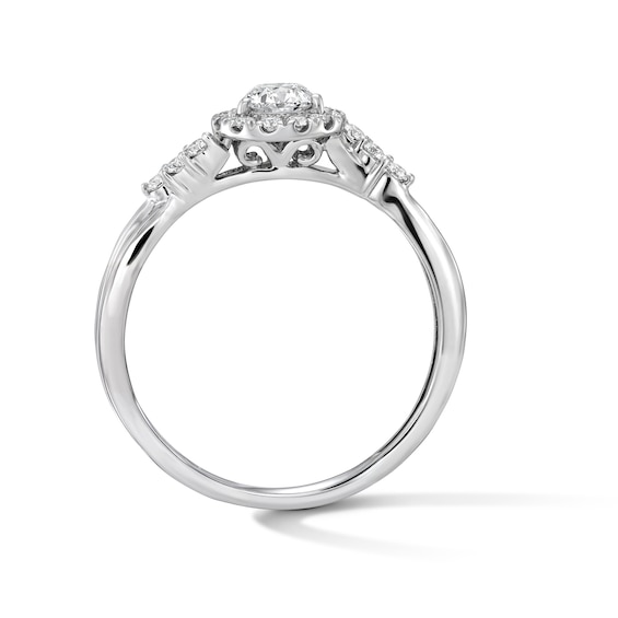 3/4 CT. T.w. Pear-Shaped Lab-Grown Diamond Frame Promise Ring in Sterling Silver (F/Vs2)