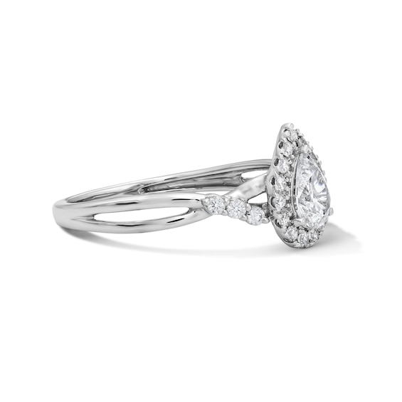 3/4 CT. T.w. Pear-Shaped Lab-Grown Diamond Frame Promise Ring in Sterling Silver (F/Vs2)