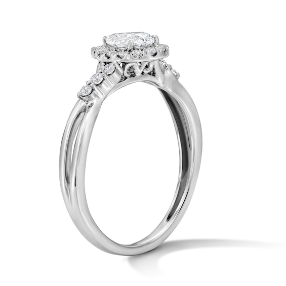 3/4 CT. T.w. Pear-Shaped Lab-Grown Diamond Frame Promise Ring in Sterling Silver (F/Vs2)