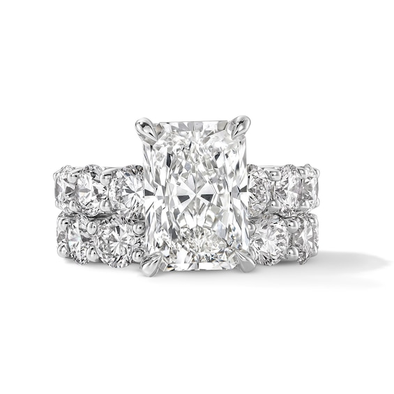 Grand Opulence 10 CT. T.w. Radiant-Cut Certified Lab-Grown Diamond Bridal Set in 14K White Gold (F/Vs2)