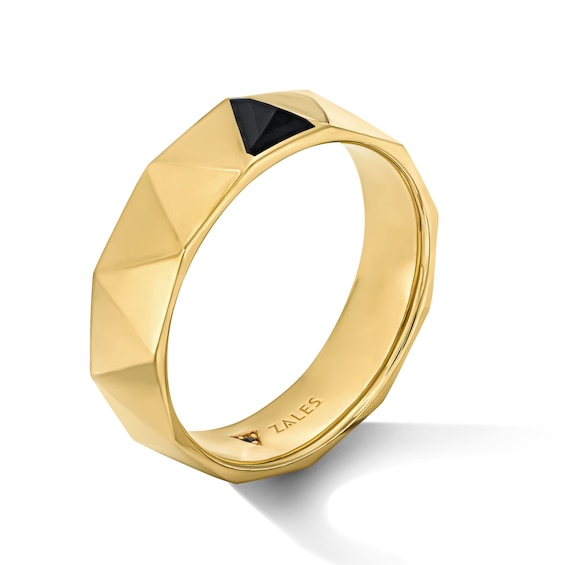 Trillion-Cut Black Spinel and Black Diamond Accent Ring in Sterling Silver with 14K Gold Plate