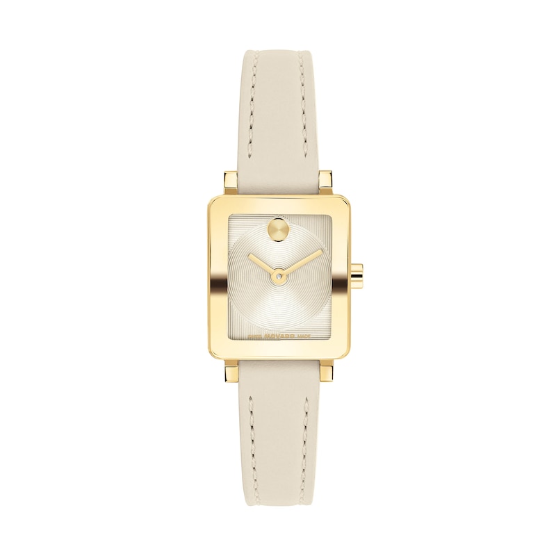 Main Image 1 of Ladies' Movado Bold® Evolution 2.0 Gold-Tone IP Stainless Steel Watch with Cream Leather Strap (Model: 3601381)