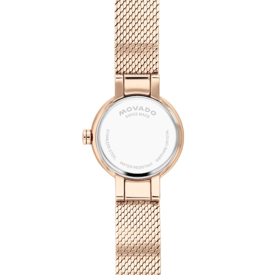 Ladies' Movado Museum Velura Mini Rose-Tone PVD Stainless Steel Watch with Rose-Tone Dial (Model: 0607892)