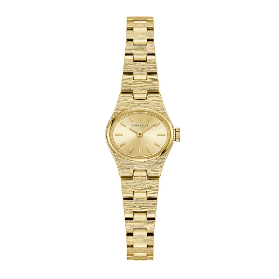Ladies' Caravelle by Bulova Vintage Dress Quartz Gold-Tone IP Stainless Steel Watch with Champagne Dial (Model: 44L271)