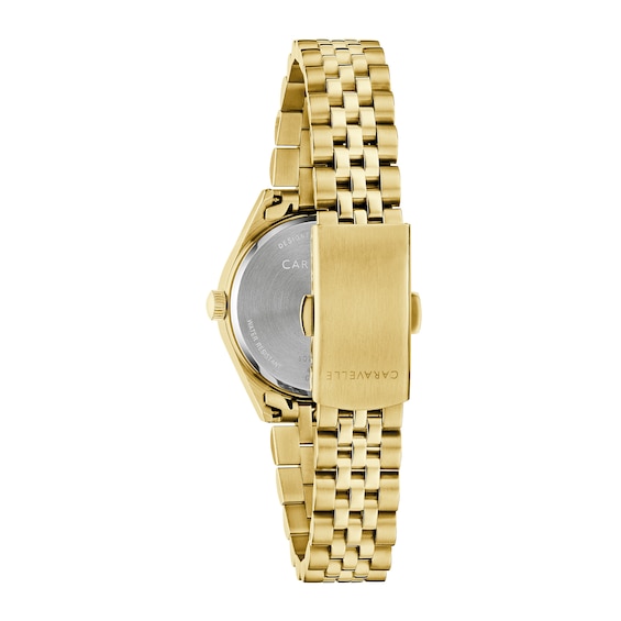 Ladies' Caravelle by Bulova Classic Gold-Tone IP Stainless Steel Watch with Champagne Dial (Model: 44M117)