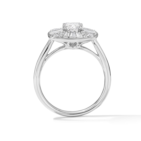 1-1/2 CT. T.w. Cushion-Cut Certified Lab-Grown Diamond Frame Engagement Ring in 14K White Gold (F/Vs2)