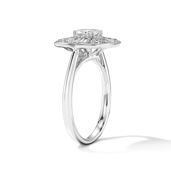 1-1/2 CT. T.w. Cushion-Cut Certified Lab-Grown Diamond Frame Engagement Ring in 14K White Gold (F/Vs2)