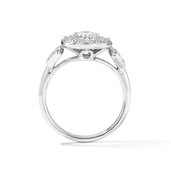 1-1/3 CT. T.w. Oval Certified Lab-Grown Diamond Double Frame Engagement Ring in 14K White Gold (F/Vs2)