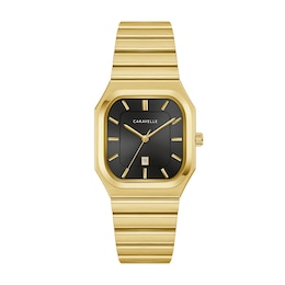 Men's Caravelle by Bulova Vintage Dress Gold-Tone Ion-Plated Stainless Steel Watch with Black Dial (Model: 44B131)