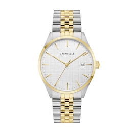 Men's Caravelle by Bulova Classic Two-Tone IP Stainless Steel Watch with Silver-Tone Dial (Model: 45B163)