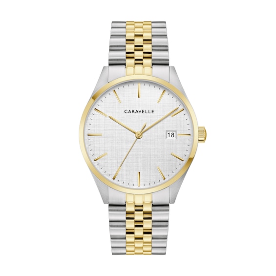 Men's Caravelle by Bulova Classic Two-Tone IP Stainless Steel Watch with Silver-Tone Dial (Model: 45B163)