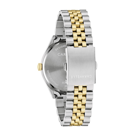 Men's Caravelle by Bulova Classic Two-Tone IP Stainless Steel Watch with Silver-Tone Dial (Model: 45B163)