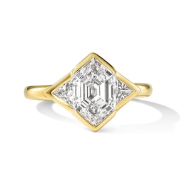 2-3/8 CT. T.W. Certified Elongated Hexagon and Triangle-Cut Three-Stone Engagement Ring in 14K Gold (F/VS2)