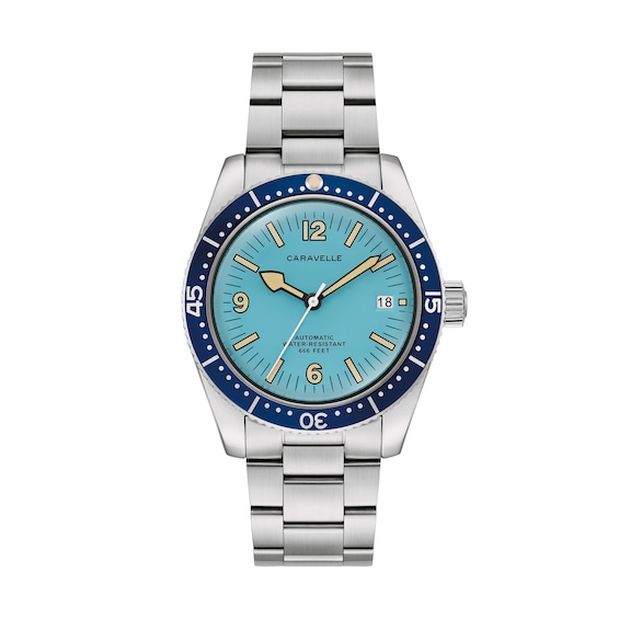 Men's Caravelle by Bulova Sea Hunter Stainless Steel Watch with Blue Dial (Model: 43B178)