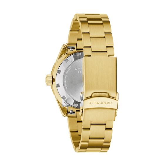 Men's Caravelle by Bulova Sea Hunter Gold-Tone IP Stainless Steel Watch with Beige Dial (Model: 44B133)