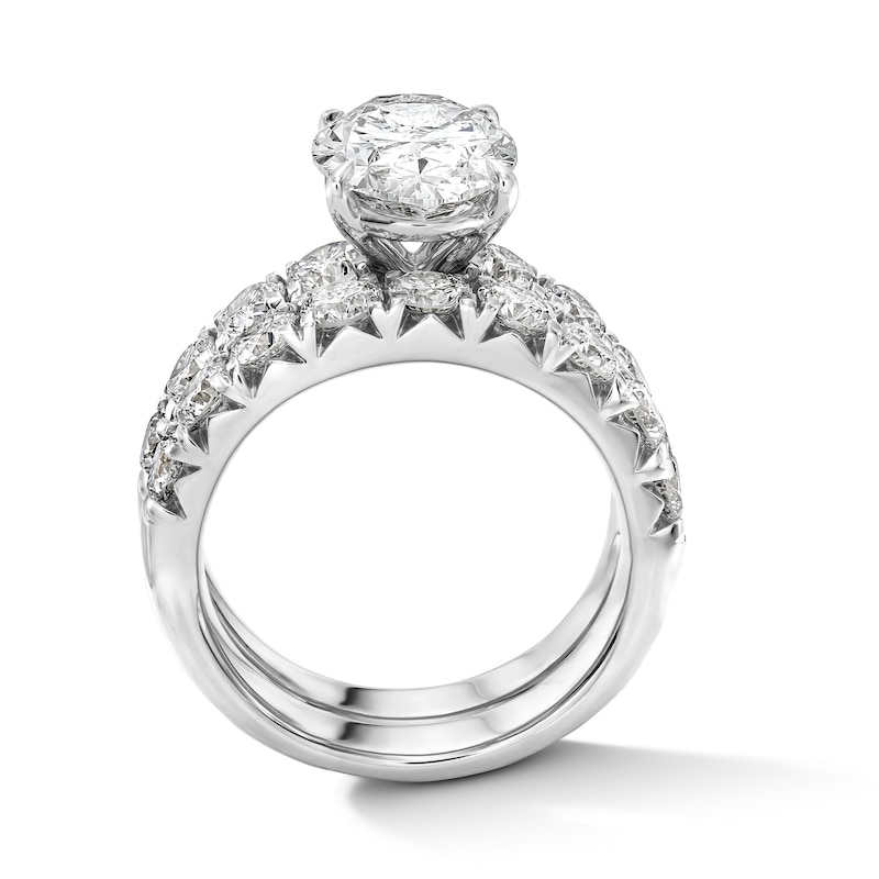 Main Image 2 of 5-1/2 CT. T.W. Oval Certified Lab-Grown Diamond Bridal Set in 14K White Gold (F/VS2)