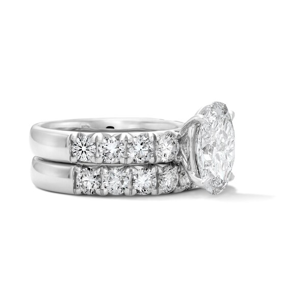 5-1/2 CT. T.w. Oval Certified Lab-Grown Diamond Bridal Set in 14K White Gold (F/Vs2)