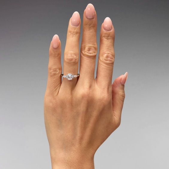 1 CT. T.w. Cushion-Cut Certified Lab-Grown Diamond Engagement Ring in 14K White Gold (F/Vs2)