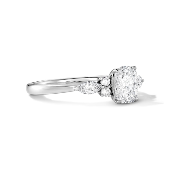 1 CT. T.w. Cushion-Cut Certified Lab-Grown Diamond Engagement Ring in 14K White Gold (F/Vs2)
