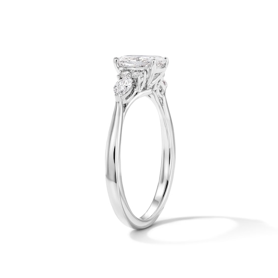 1 CT. T.w. Cushion-Cut Certified Lab-Grown Diamond Engagement Ring in 14K White Gold (F/Vs2)