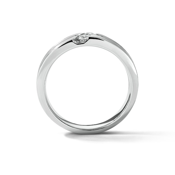 1/5 CT. T.w. Lab-Grown Diamond Slant Center Grooved Wedding Band in Sterling Silver (F/Vs2)